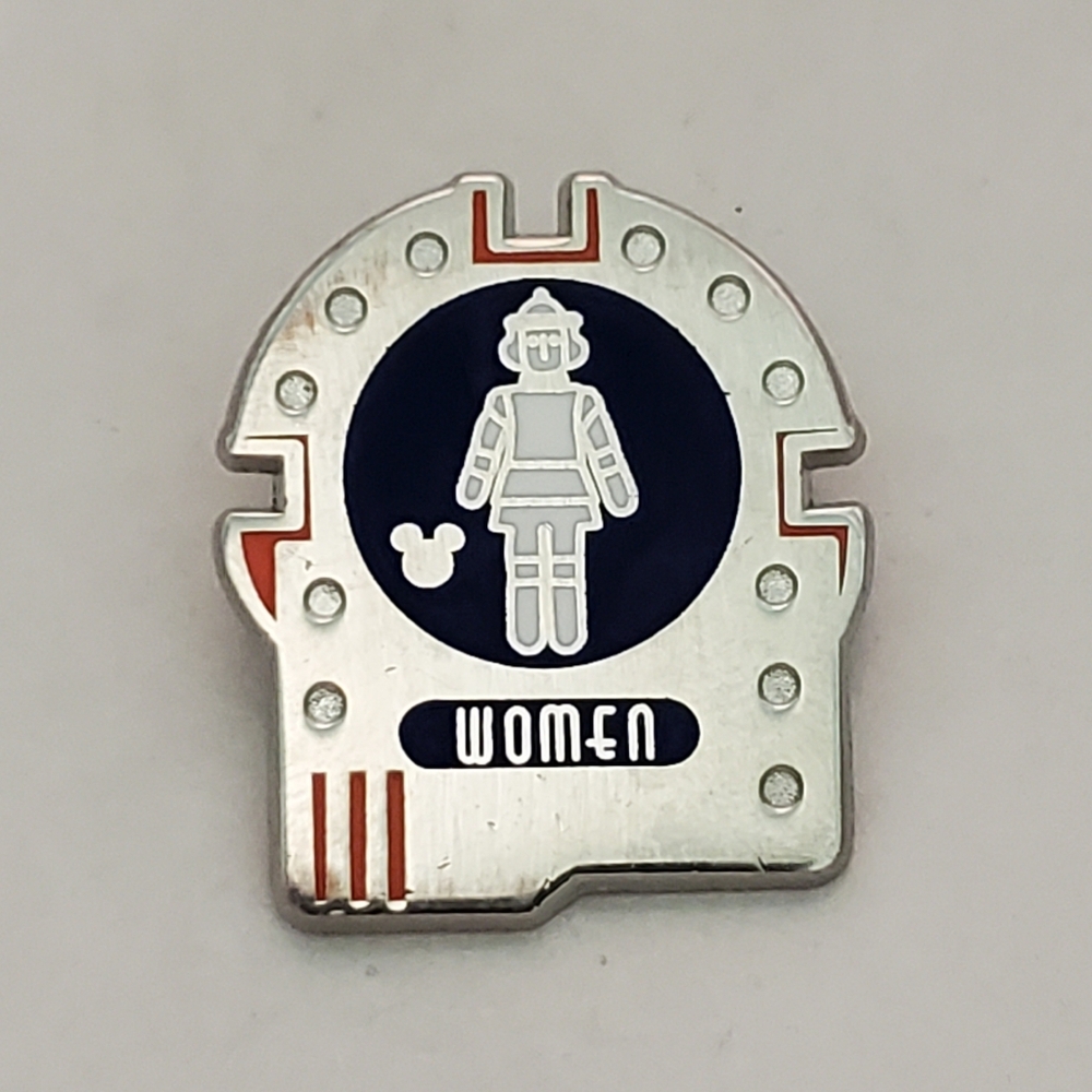 Disney Pin Trading Tomorrowland Attraction Women's Restroom Sign Mickey Pin